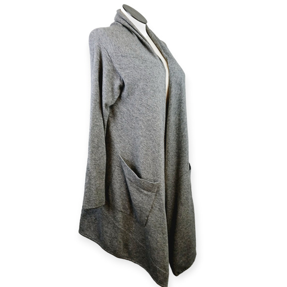 LUTZ & PATMOS SZ XS/S Cashmere Wool Blend Long Line Open Cardigan Gray - Picture 6 of 8